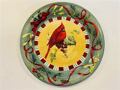 LENOX Stoneware Winter Greetings Everyday Red Cardinal Dinner Plate 10