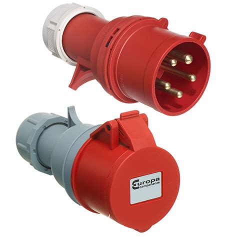 Red V Phase Industrial Plugs And Sockets Pin Pin Ip