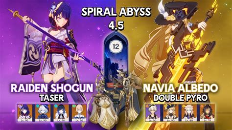 C0 Raiden Taser C0 Navia Albedo Double Pyro Spiral Abyss 4 5