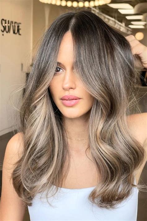 35 Grey Blending Highlights Brunette Stylish Hair Ideas