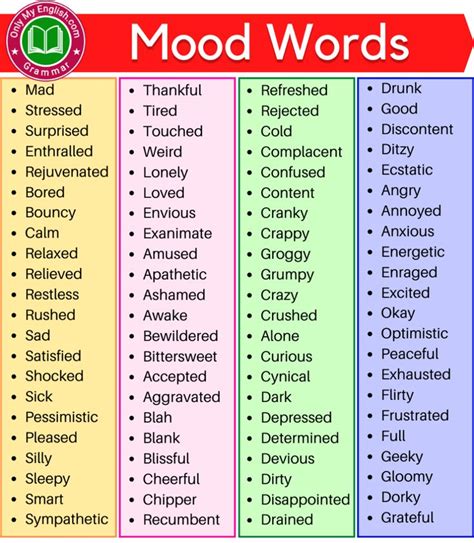 150+ Mood Words: List of Words to Describe Mood | Mood words, Words for ...