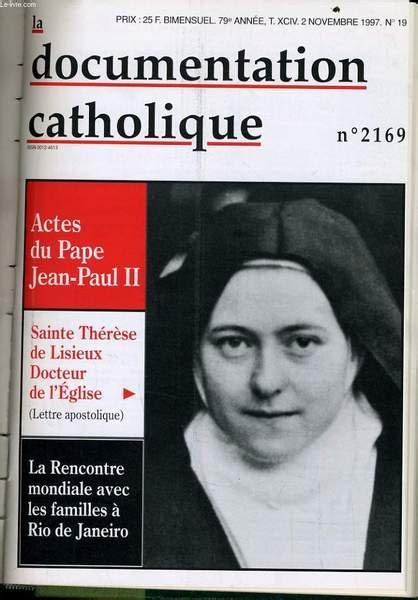 La Documentation Catholique N Sainte Th R Se De Lisieux Docteur De