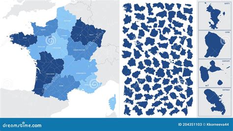 Blaue Karte Des Detaillierten Vektors Frankreichs