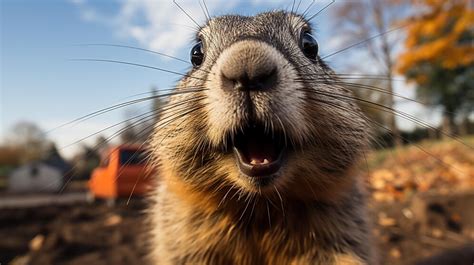 Premium AI Image | Closeup photo of a Woodchuck Groundhog looking in ...