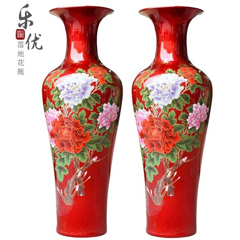 Jingdezhen vaso esmalte em cerâmica vermelho cristal peônia decorativa