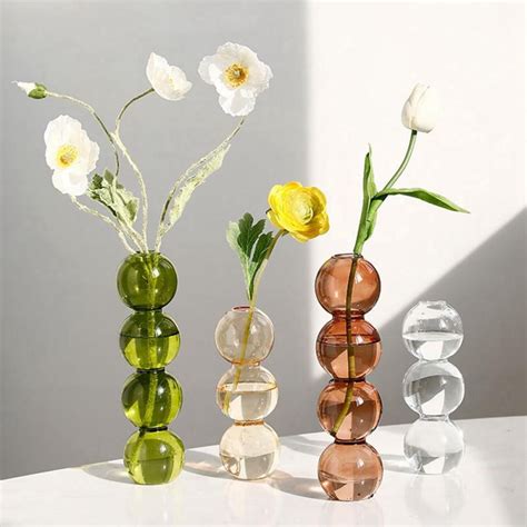 Simple Korean Spherical Glass Vase Ornaments Geometric Transparent