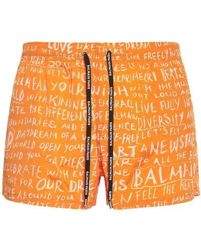 Orange Balmain Beachwear For Men Lyst