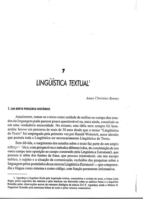 Linguistica Textual Anna Christina Bentes 1 Lingüística Geral