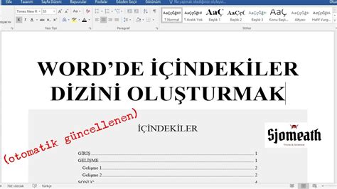 Microsoft Word De Otomatik G Ncellenen Indekiler Dizini Olu Turma