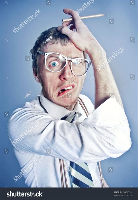 Clever Thinking Man With Eye Glasses Stock Photo 79451599 Shutterstock