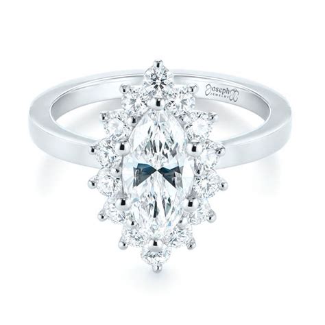 Custom Marquise Diamond Halo Engagement Ring Seattle Bellevue