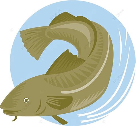 Atlantic Codfish Retro Illustration Isolated Cod Vector Illustration