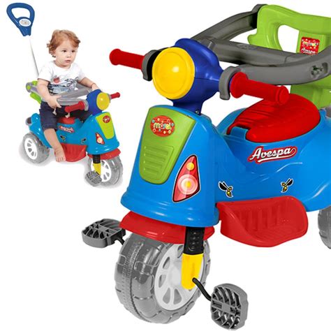 Triciclo Infantil Avespa - Triciclo Infantil Retrô Avespa Com Empurrador Colorido Maral - Carrefour