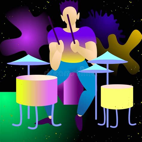 Baterista Bonito Novo Ilustra O Isolada Do Vetor Estrelas Do Rock