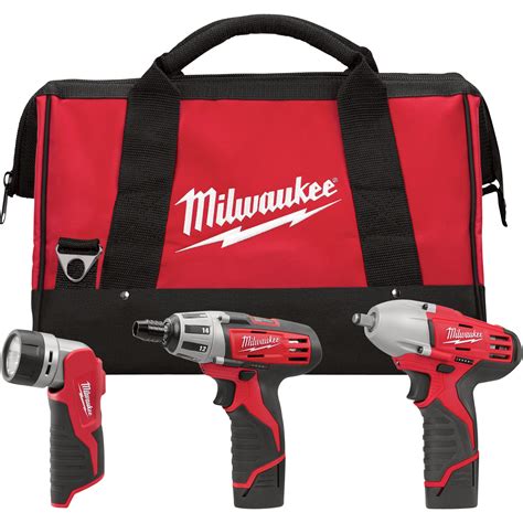 Free Shipping — Milwaukee M12 Li Ion Cordless Power Tool Set — 3 Tool Set With 2 Batteries