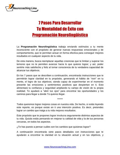 Pdf Pasos Para Desarrollar Tu Mentalidad De Xito