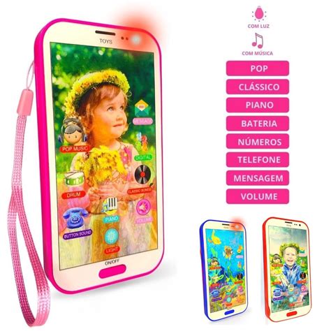 Celulares De Brinquedos - Kits de Brinquedo celular infantil musical com imagem 3D Smartphone ...