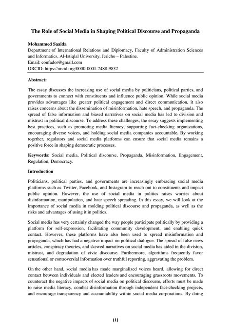 SOLUTION: The role of social media in shaping political discourse and