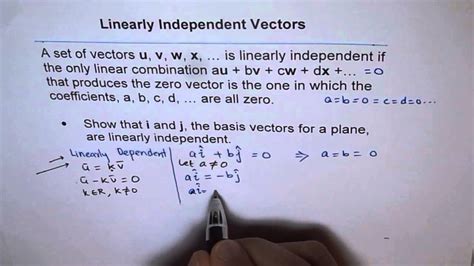 Show That The Basis Vectors I And J Are Linearly Independent YouTube