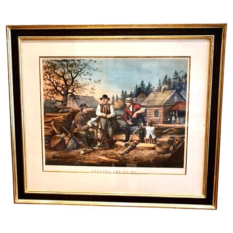 Framed Folio Size Colored Lithograph By Ncurrier Titled Arguing The