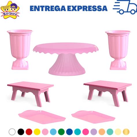 Kit Boleira Cake Renda 19cm 2 Vasos Grego 2 Mesinhas E 2 Bandejas