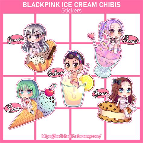 Blackpink Ice Cream Chibis Stickers Blackpink Ice Cream Stickers