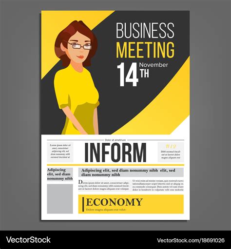 Business Meeting Poster Woman Royalty Free Vector Image