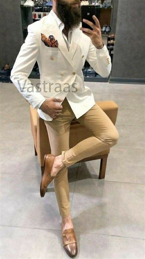 Vastraas New Stylish Partywear Formal Tuxedo Suits For Men In Off White