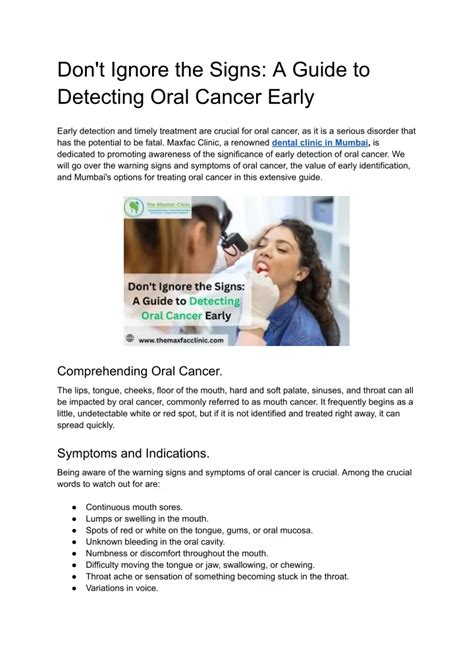 Ppt Dont Ignore The Signs A Guide To Detecting Oral Cancer Early