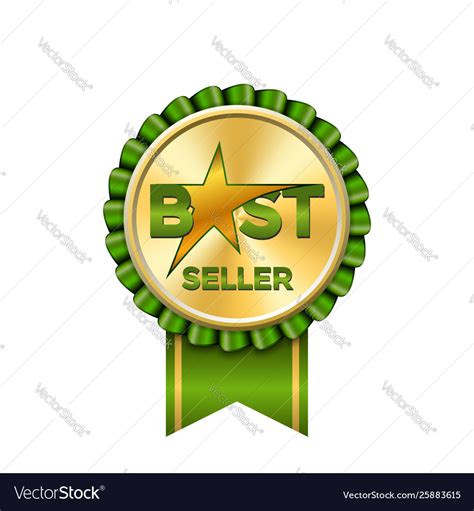 Best Seller Award Ribbon Icon Gold Badge Isolated Vector Image