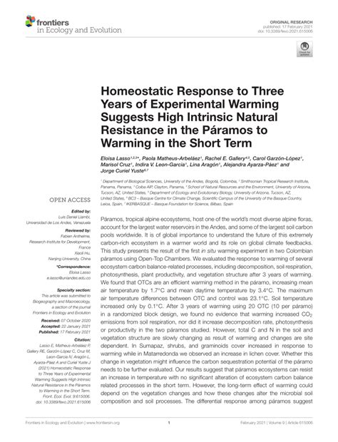 Pdf Homeostatic Response To Three Years Of Experimental Warming