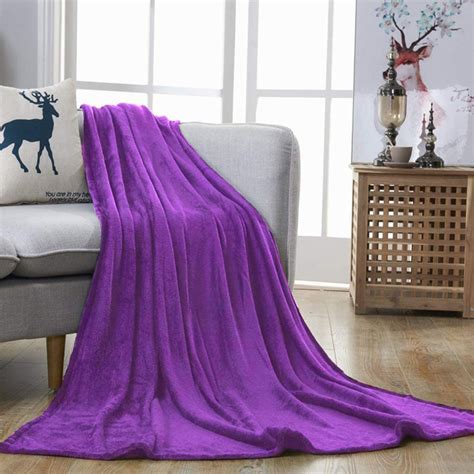 Howarmer Cozy Fluffy Purple Fleece Blanket Twin Size Lightweight Warm