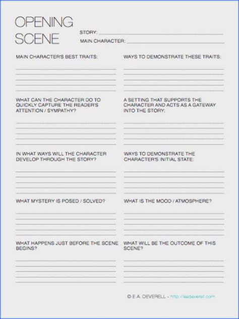 Character Development Worksheet For Writers