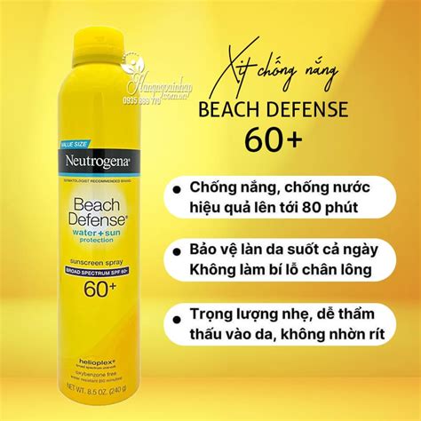 Xịt chống nắng Neutrogena 60 Beach Defense đi biển 240g