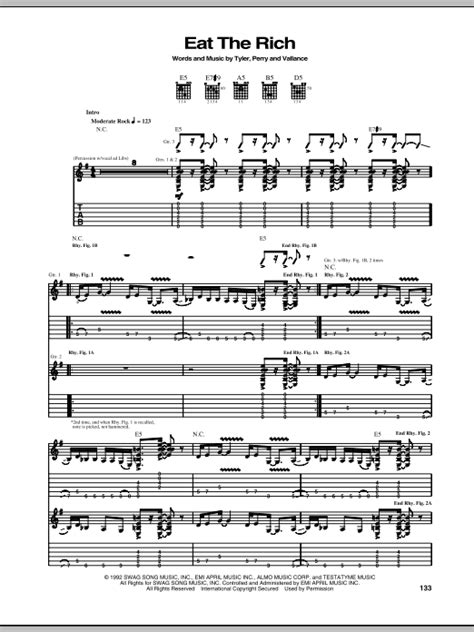 Eat The Rich By Aerosmith Sheet Music For Guitar Tab At Sheet Music Direct