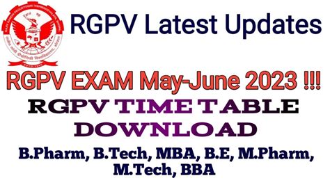 Rgpv New Update Rgpv Time Table B Pharm B Tech B E Youtube