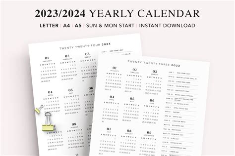 2023 2024 Calendar Happy Planner Classic Printable Pdf 40 Off