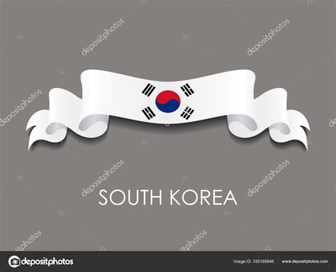 South Korean Flag Wavy Ribbon Background Vector Illustration Stock