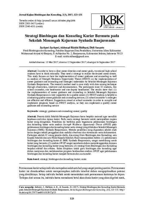 Pdf Strategi Bimbingan Dan Konseling Karier Bermutu Pada Sekolah