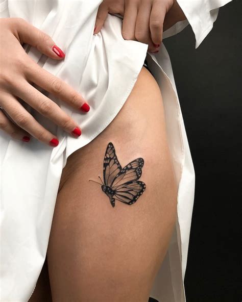 Butterfly Tattoo On Upper Thigh