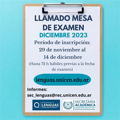 Llamado A Mesa De Examen Diciembre Lenguas Unicen