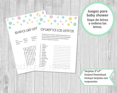 Juegos De Baby Shower Para Niños Sopa De Letras