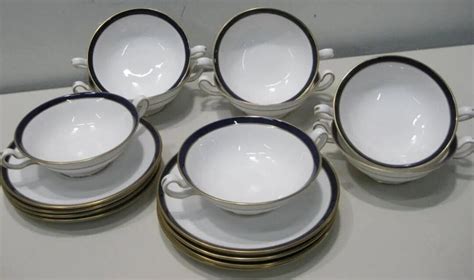 SPODE COBALT Soup Bowls With Saucers Exquisite Spode Cobalt Consul