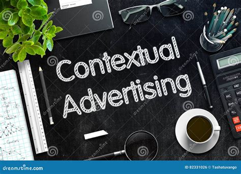 Contextual Advertising On Black Chalkboard 3D Rendering Stock