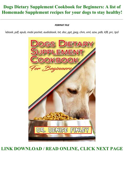 [Ebook]^^ Dogs Dietary Supplement Cookbook for Beginners: A list of
