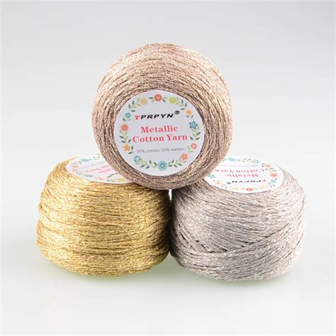 TPRPYN 50g 150M Metallic Cotton Yarn For Knitting Crocheting Knitted