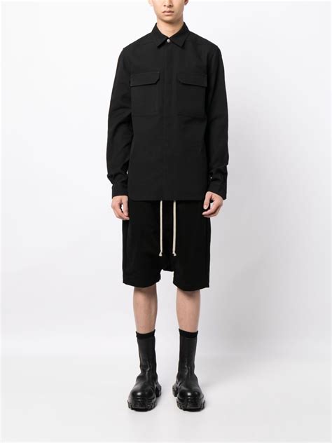 Rick Owens Luxor Twill Shirt Jacket Black FARFETCH UK