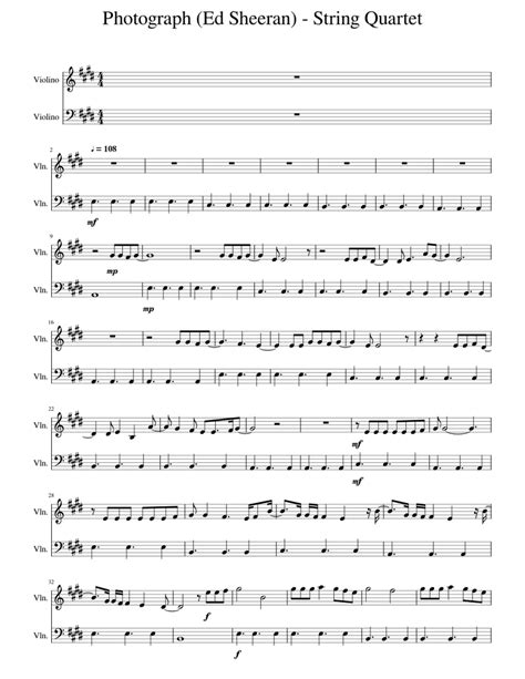 Photograph Ed Sheeran Sheet Music For Violin String Duet