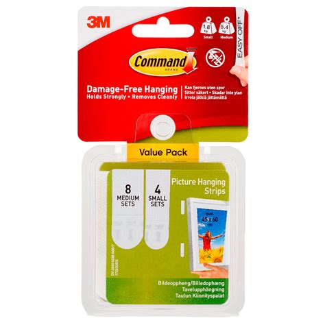 3M Command Strips t Ophængning small medium 12 pack 99 DKK