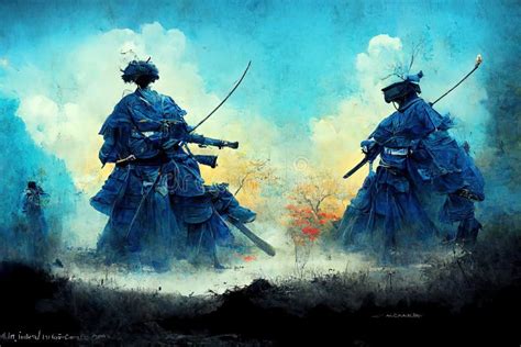 Illustration Of A Ghost Warrior Samurai In Heavy Armour Ronin Samurai